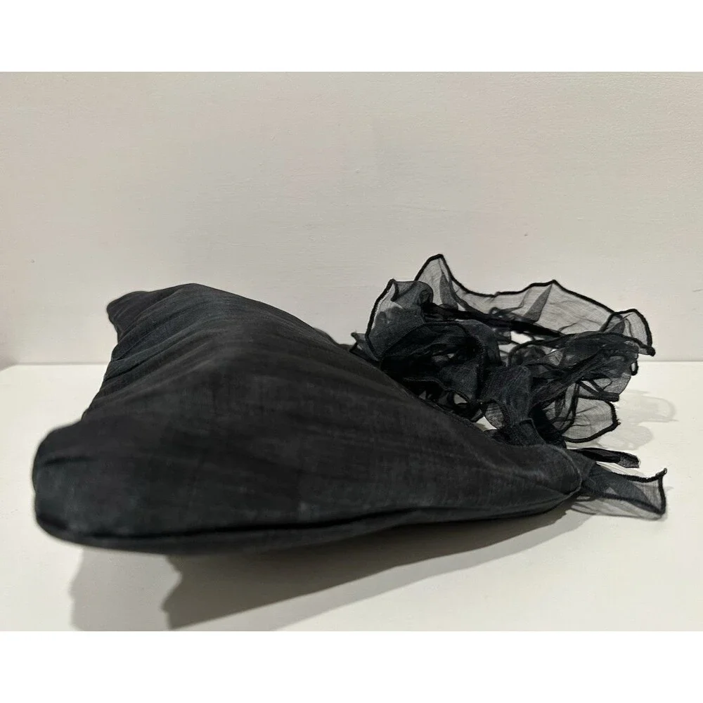Aspara  women vintage evening black silk shoulder handbag